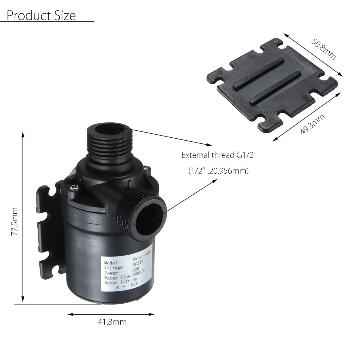 Dc 24V Water Circulatiepomp Voor Water Borstelloze Motor 800L/H 5M Borstelloze Motor Water Circulatie Water vijver Pomp