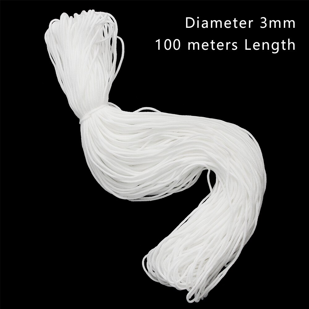 100 Meter 3 Mm Ronde Maken Masker Elastische Band Masker Touw Rubber Band String Masker Oor Koord Elastische Band Diy kleding Ambachten Gereedschap