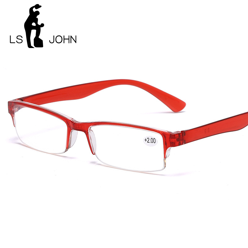 LS John Ultraleicht Halben Rahmen Lesebrille Frauen Männer Geschäft Anti Blau Strahl Computer Brillen Presbyopie + 1.0zu + 4,0 für Leser