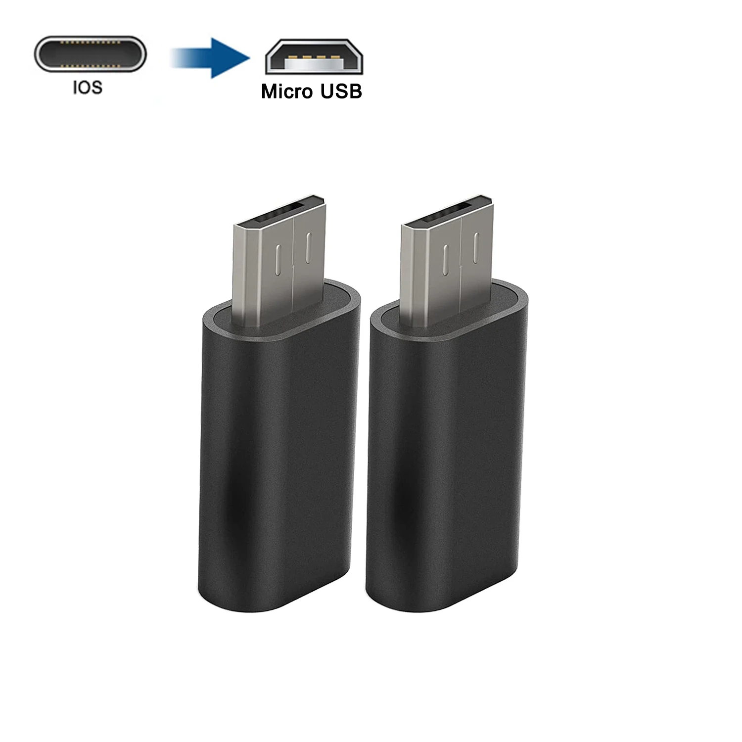 Adaptador Micro USB tipo C macho a IOS hembra, conector de sincronización de datos, convertidor de carga para Apple, teléfono móvil Android, adaptador de computadora portátil: Rose Gold