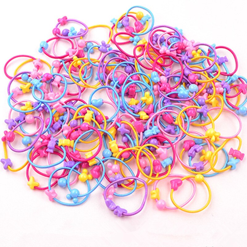 10pcs/set Girl Cute Cartoon Candy Color Rubber Band Elastic Hair Band Children Ponytail Headband Hair Accessories Set: Default Title