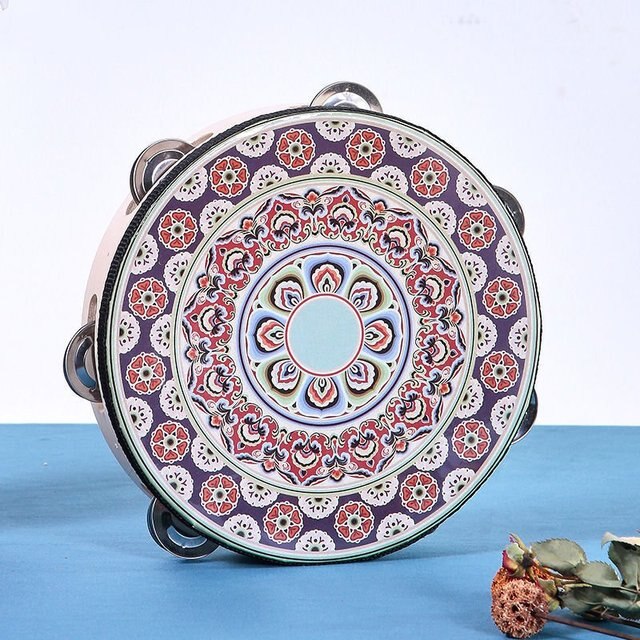 Cloches de Style ethnique, tambour à motifs colorés pour enfants et adultes, Performance sur scène Portable, Instruments de musique pour débutants,: A