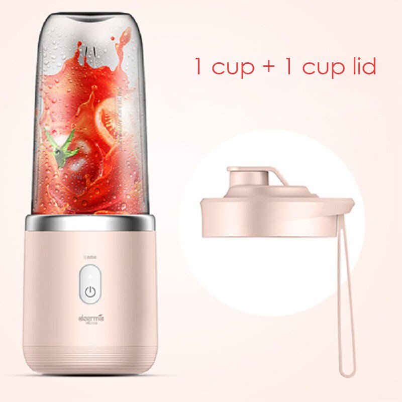 Original Deerma 400ml Portable Electric Juicer Lemon Orange Fruit Squeezer Wireless Blender For Travel: Pink with 1 Cup