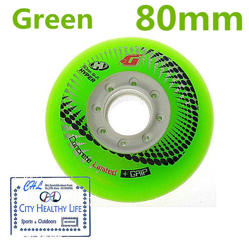 [72mm 76mm 80mm] 100% Original 84A SEBA Hyper + G Griff Beton Inline Rollschuhe Rad rollschuh FSK Slalom Bremsen Rad: Grün 80mm