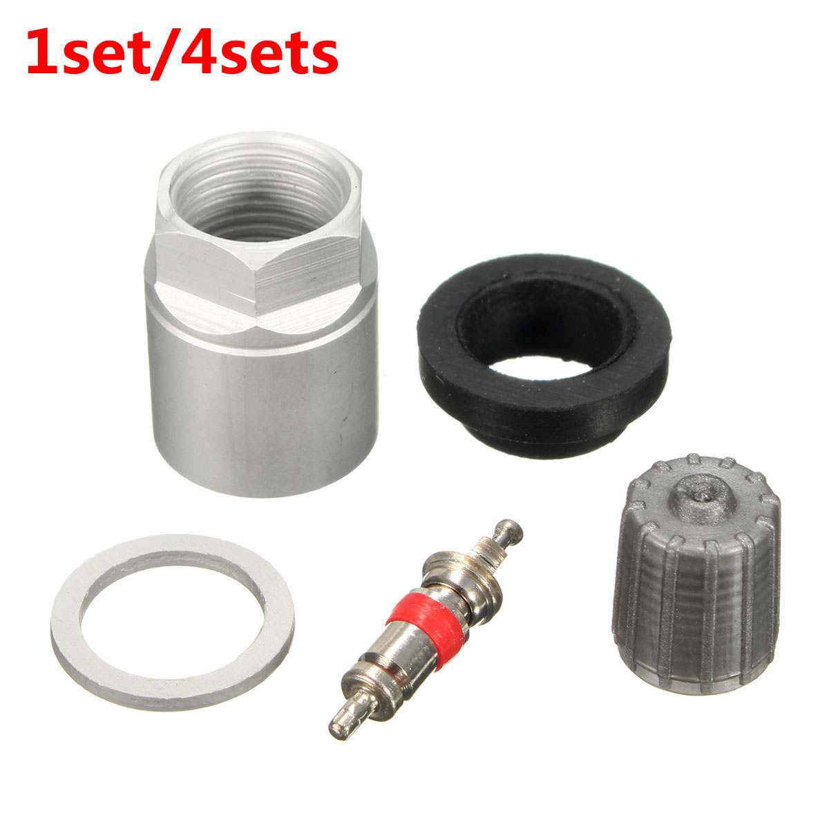 4 sets Bandenspanning Sensor Reparatie Kit Voor Toyota Rubber Aluminium Wasmachine Moer Ventieldopje 20020 20013 17-20020AK