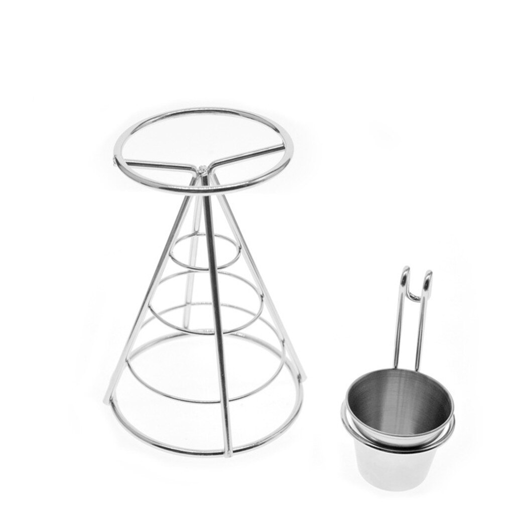 Kitchen Serving Tool Snack Cone Stand & Dip Holder For Chips Finger Food Sauce White Fries Dip and Cone Cup Snack Holder Servin