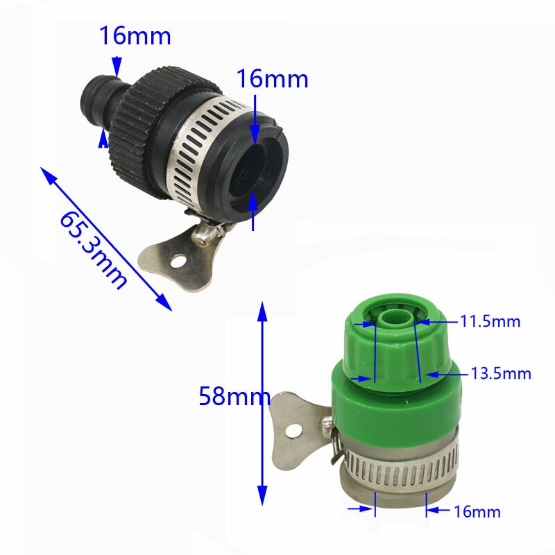 1/2 slanger  to 16mm runde hanetilslutninger havehane vandhane lynkobling 16mm slangefittings 1 stk.