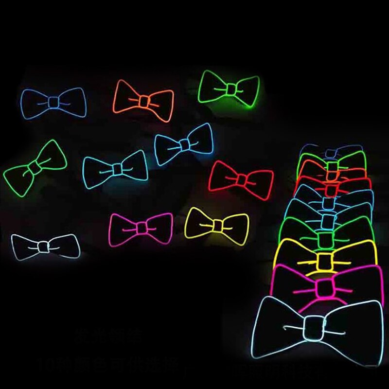 Men LED Wire Flashing Light Up Bow Tie Luminous Bow Tie Necktie For Men Club Wedding Dance Party Christmas Year