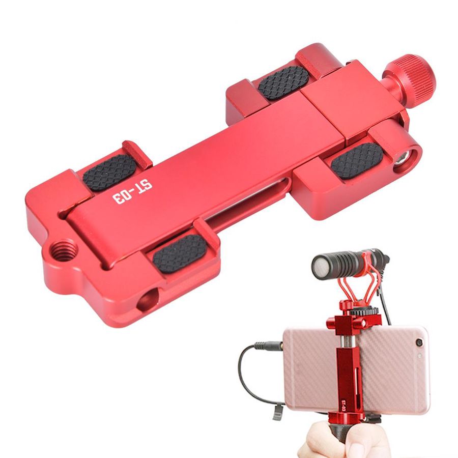 Ulanzi fotografia ST-03, soporte de Clip plegable de Metal para teléfono inteligente con placa de liberación rápida y zapatos fríos para teléfono móvil: Red