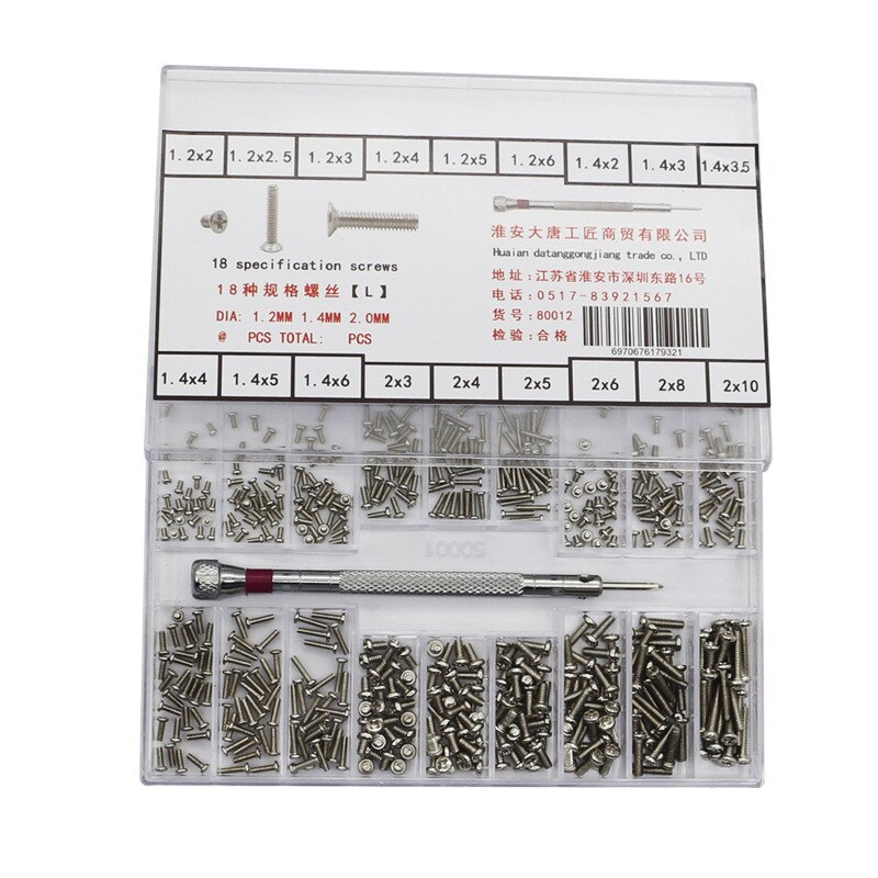500Pcs Horloge Achterkant Schroef Rvs Schroef Cross Boxed Horloge Reparatie Tool