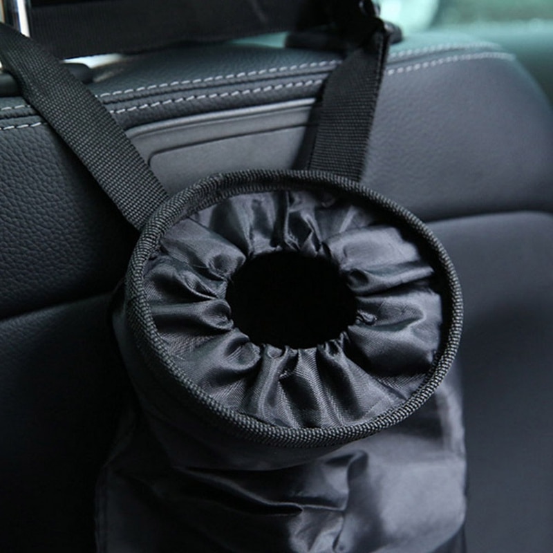 1 pc bil hængende skraldespand foldbar opbevaringspose bil skraldespand skraldespand automatisk sæde ryg hængende taske sort