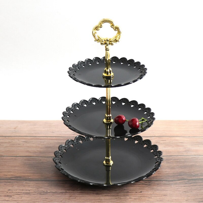 3 Tier Cake Dessert Rack Stand Afternoon Tea Wedding Party Plates Tableware Multi Layer Plastic Tray Snack Candy Tray