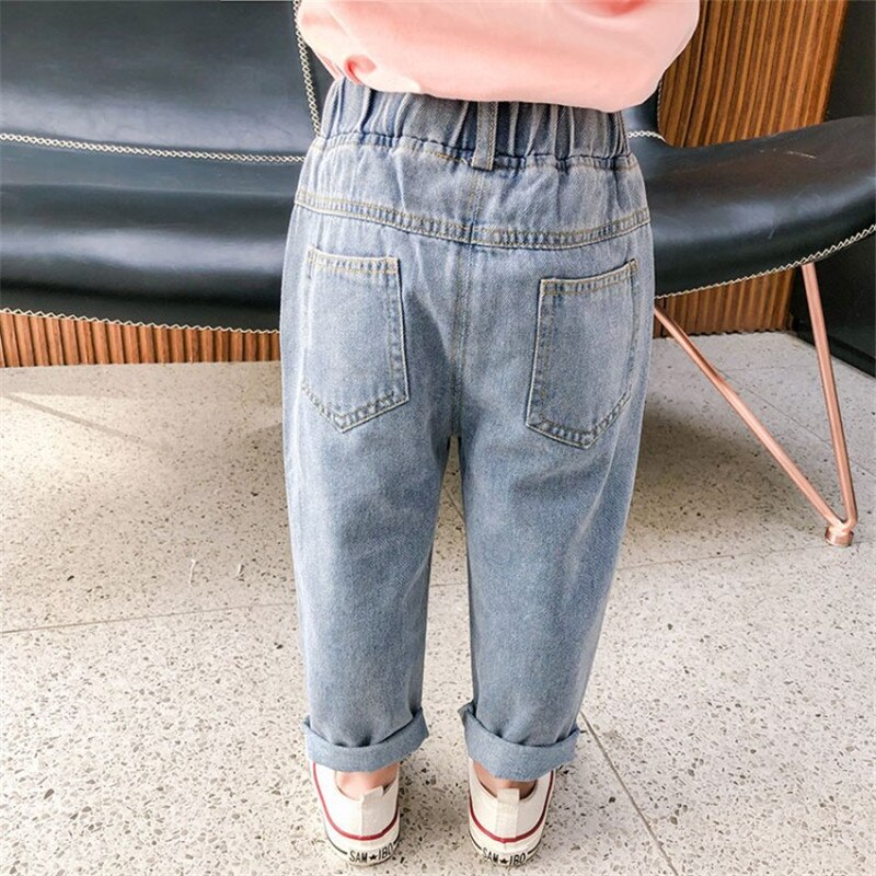2-7T Jeans per ragazza bambino bambino stampa floreale pantaloni in Denim elegante carino dolce pantaloni larghi per bambini pantaloni da jogging primavera Streetwear