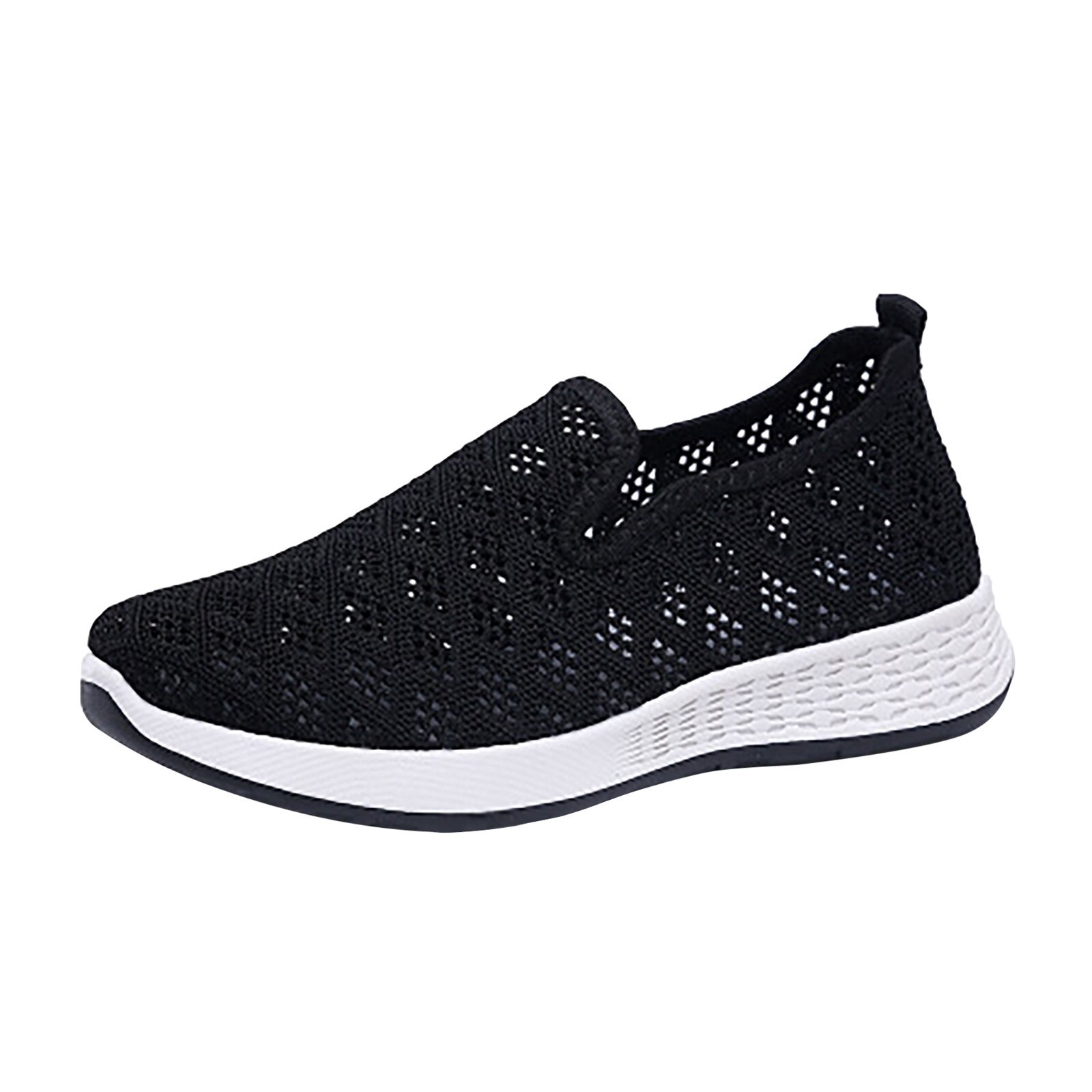 40# Breathable Wedges Sneaker For Woman Slip-on Walking Casual Sneakers Loafers Shoes Woman Non-slip Breathable Running Shoes: Black / 37