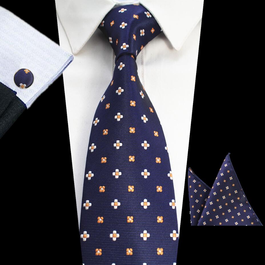 Rbocott 8cm conjuntos de gravata novo design para homem xadrez & dot & paisley gravata lenço abotoaduras define negócios festa de casamento pescoço laços: 09