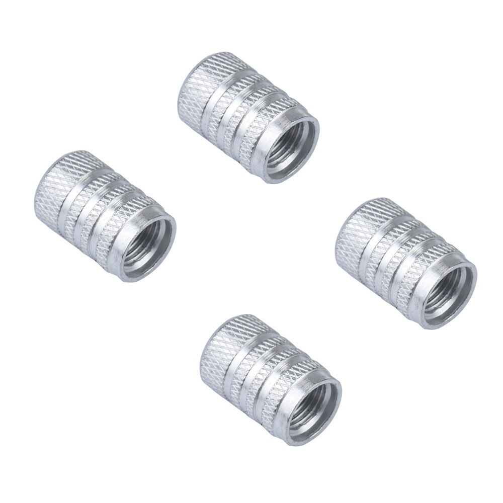 CARPRIE 4X, accesorios para neumáticos de coche, tapa de válvula, llantas de aluminio para llantas, tapas de aire para vástago de rueda de coche, tapas de válvula de aire, cubierta de neumático: Plata