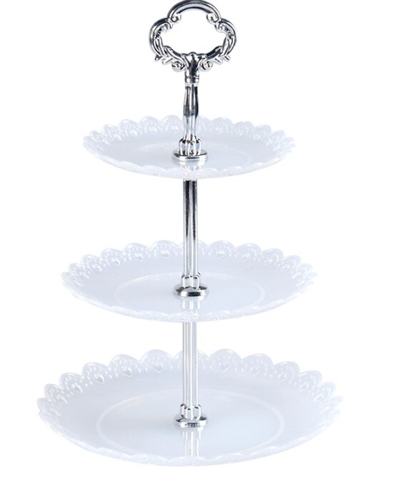 3 Tier Plastic Fruit Plate Cake Stand Birthday Party Decor Afternoon Tea Wedding Plates Tableware Dessert Vegetable Storage Rack: white