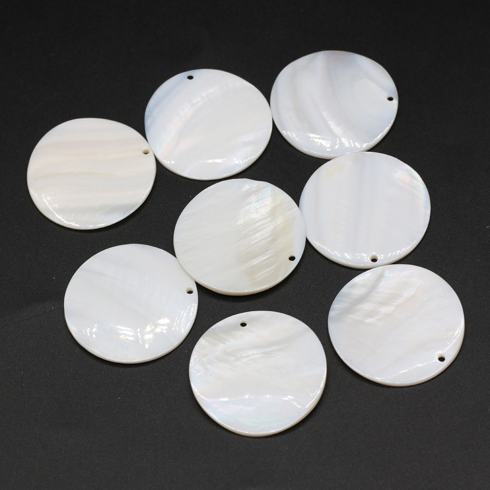 10pcs Natural Freshwater Round White Shell Mother of Pearl Shell Pendant for Jewelry Making DIY Necklace Earring Women