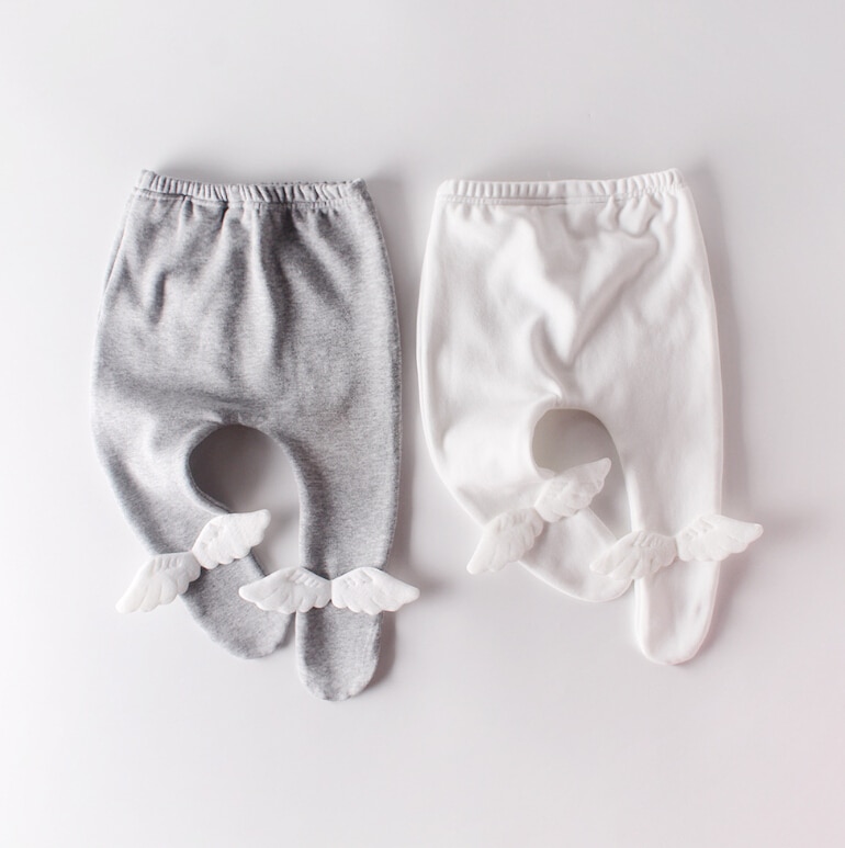 Winter Pasgeboren Baby Vleugels Panty Broek Jongens Meisjes Warm Knit Effen Kousen Bodem Baby Panty