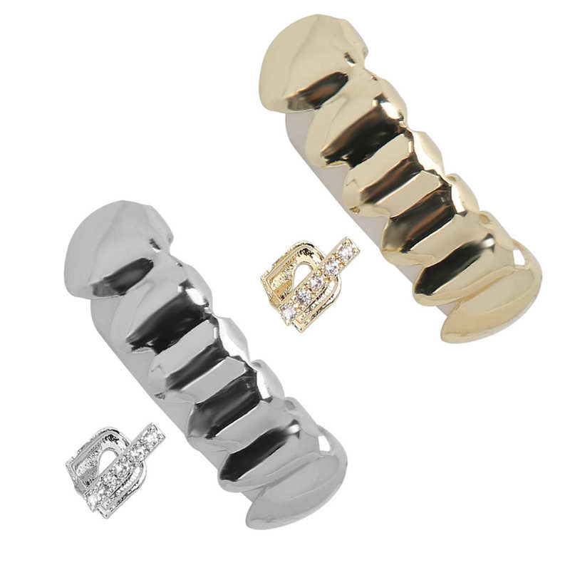 Hip Hop False Upper Lower Teeth Set Reusable Halloween Festival Teeth Decoration Brace