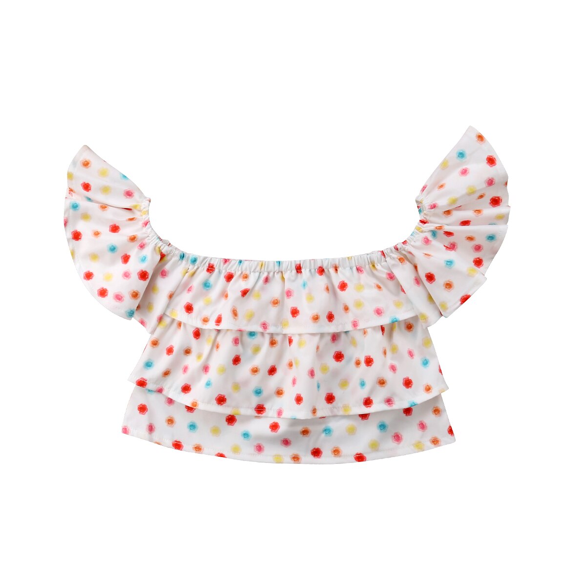 Newborn Kid Child Baby Girls Summer Blouse Off Shoulder Ruffled Dot Tops Shirt Blouse Summer Clothes Baby Girl 0-3T: MULTI / 24M