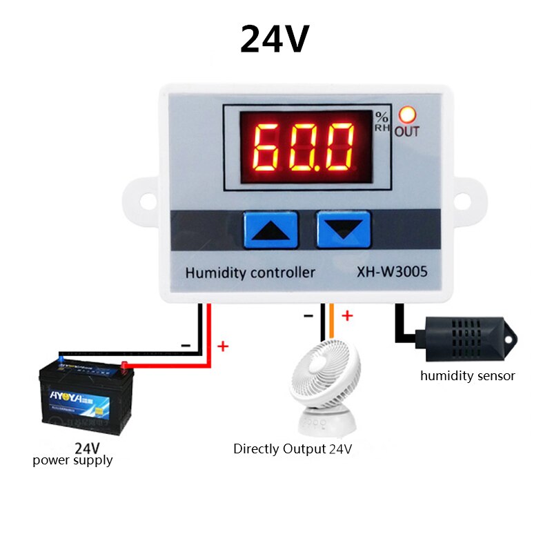 KT3010 XH-W3005 Digital Hygrostat Humidity Controller Humidity Control Switch Hygrometer 0%~99%RH with Humidity Sensor