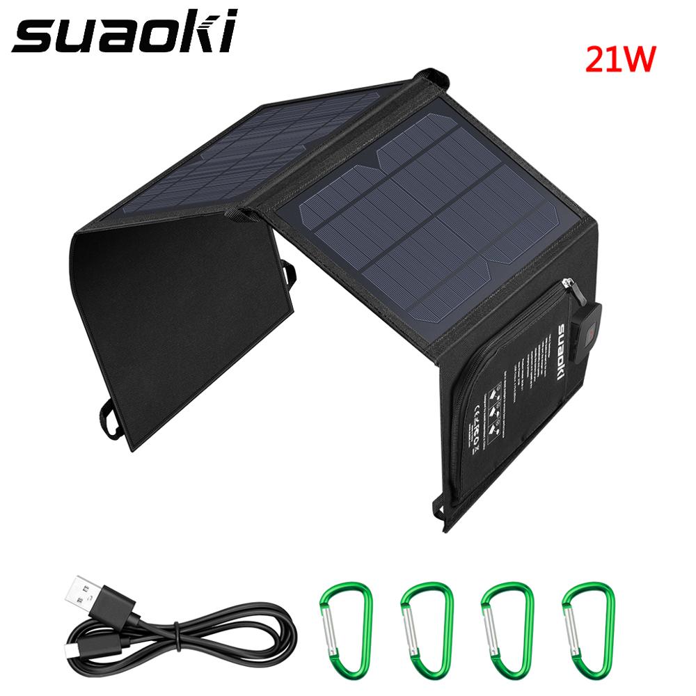 Suaoki 21W panneau solaire pliable panneau solaire 10 en 1 connecteurs pour charger les Smartphones