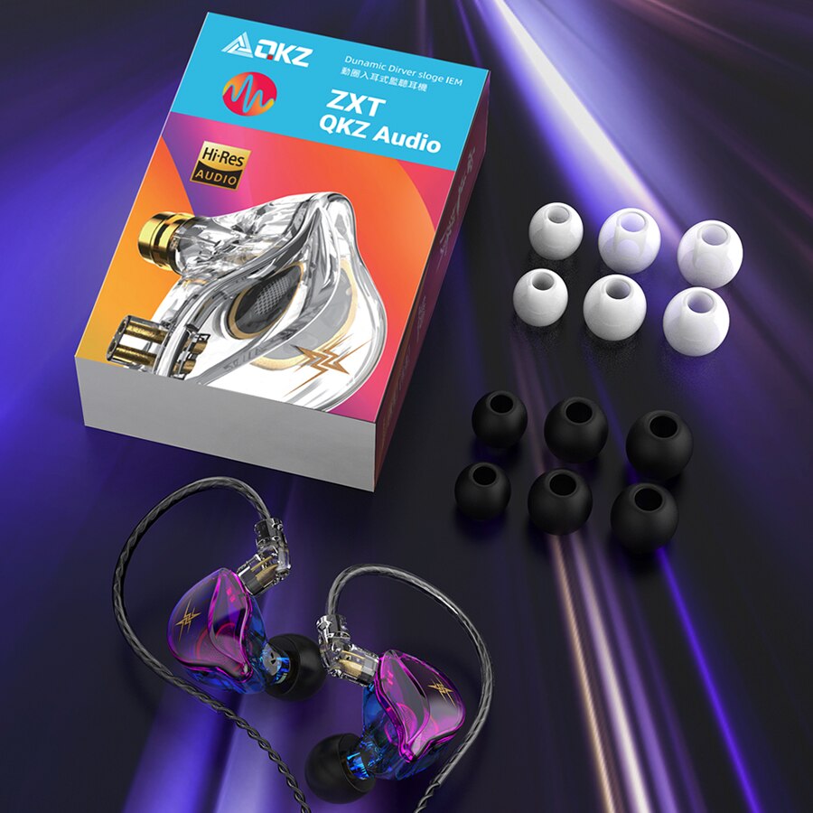 QKZ-auriculares ZXT con controlador Dual HiFi, cascos con cable desmontable con micrófono, reducción de ruido, Monitor de música, EDX
