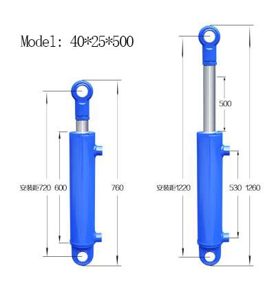 100-500mm Travels Hydraulic Oil Cylinder Heavy Duty Bidirectional Lifting Small Wood Splitter 1/2 Tonnage Hydraulic Ram