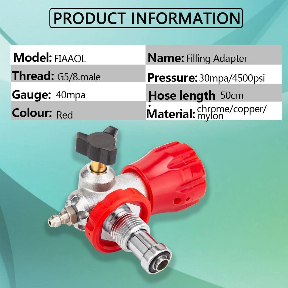 G5/8 Grote Gauge PCP Duiken Klep CO2 Refill Adapter Vullen Station Koolstofvezel Cilinder Air Inflatie kleine HPA Tank