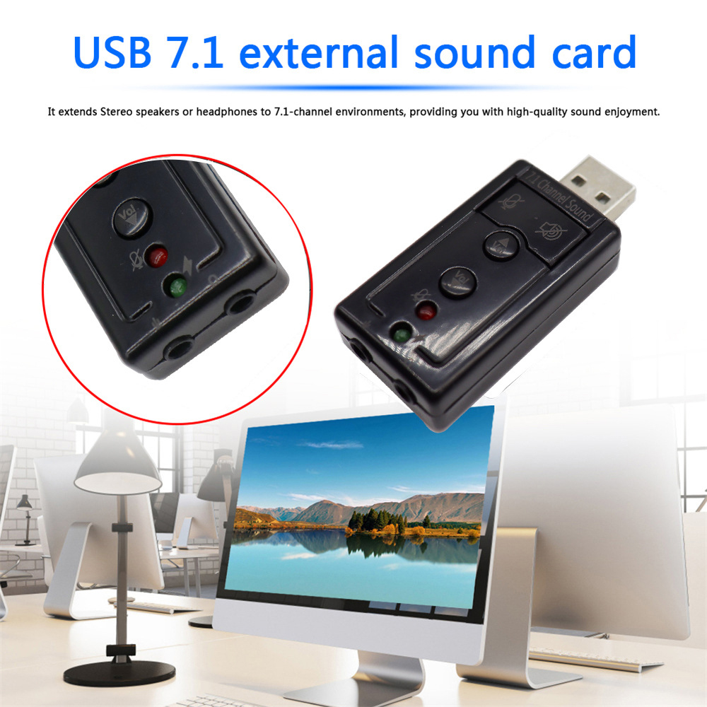 7.1 Sound Card 3D Stereo USB Audio Adapter to jack 3.5mm External Sound Card for Windows XP/2000/Vista/7 Laptop PC
