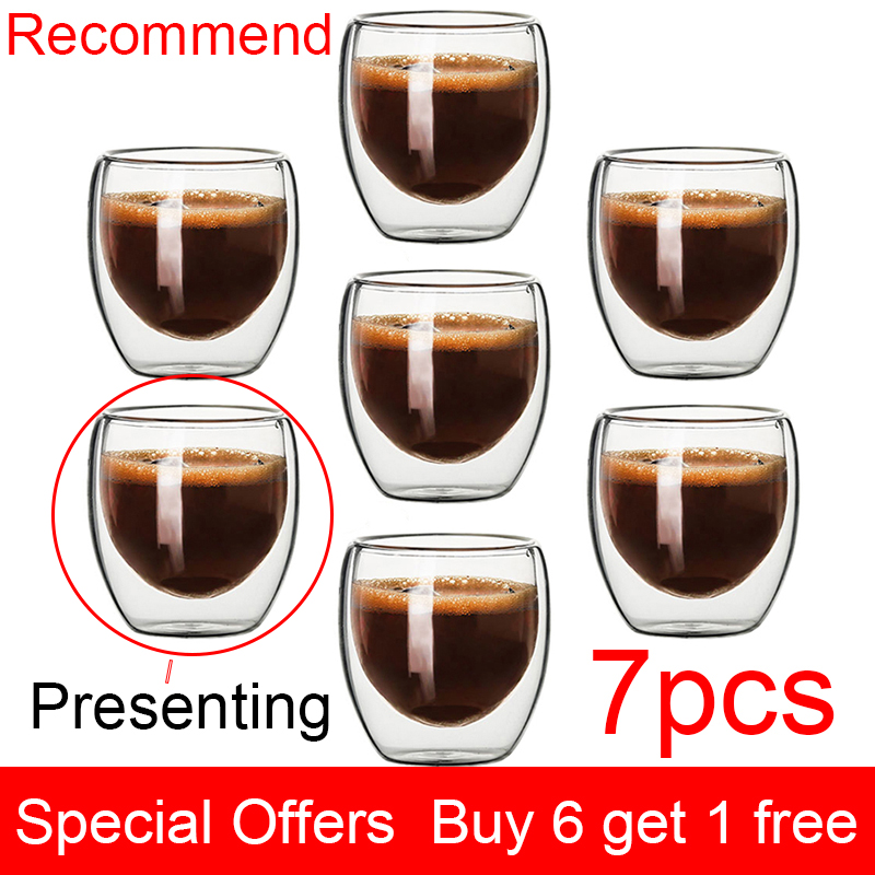 80ML Double Wall Glass Cup Transparent Handmade Heat Resistant Tea Drink Cups MINI Whisky Cup 100 centigrade Espresso Coffee Cup: Recommend
