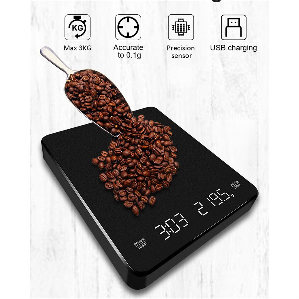 Smart Electronic LED Display Digital Scale Home Kitchen Hand Coffee Weight Tool Food Timing Gadget Cafe Measuring