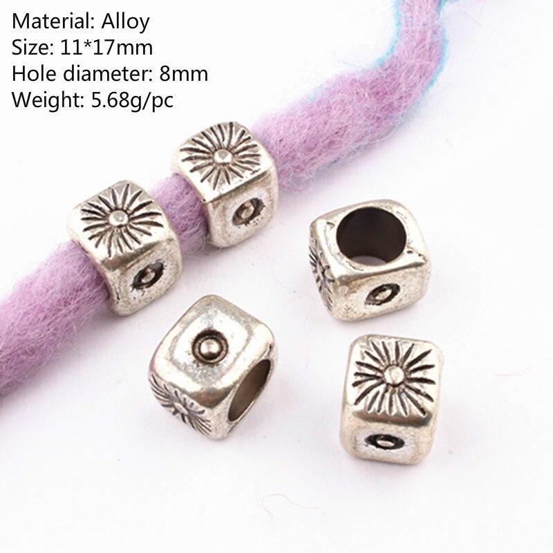 5Pcs Metal Hair Braider Rings Beads Cuffs Tubes Charms Hair Styling Tool Dreadlock Dread Hair Braids Decoration Accessories: NO.6 5pcs