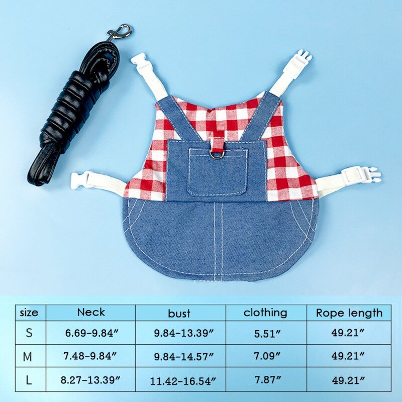 Ropa de conejo para mascotas, chaqueta vaquera, abrigo, arnés de Animal pequeño con correa, chaleco, bolsa, conjunto de sombrero para hámster, Hurón, conejo, suministro para mascotas pequeñas: B / S
