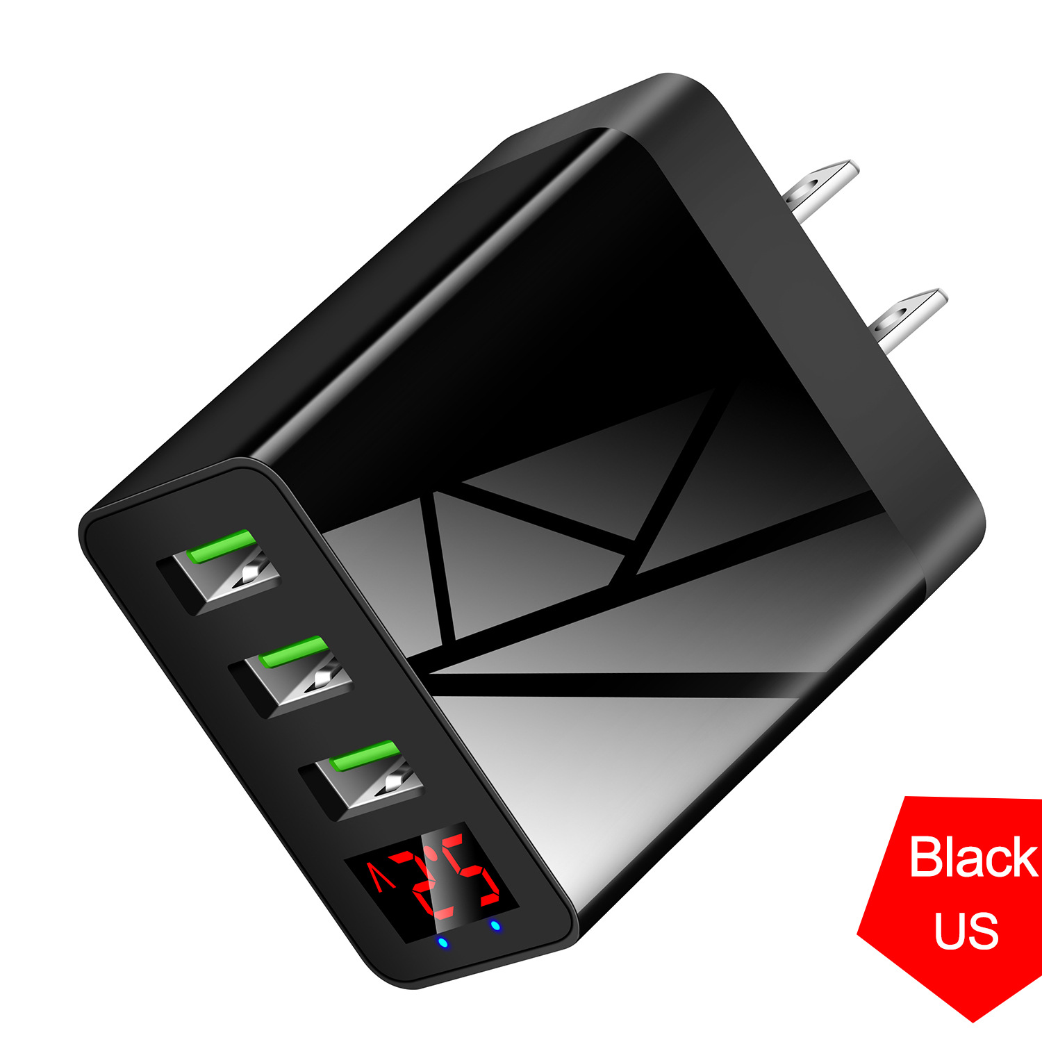 Digital display usb oplader til iphone 11 adapter hurtig opladning væg mobiltelefon oplader til samsung xiaomi huawei tablet: Os sorte