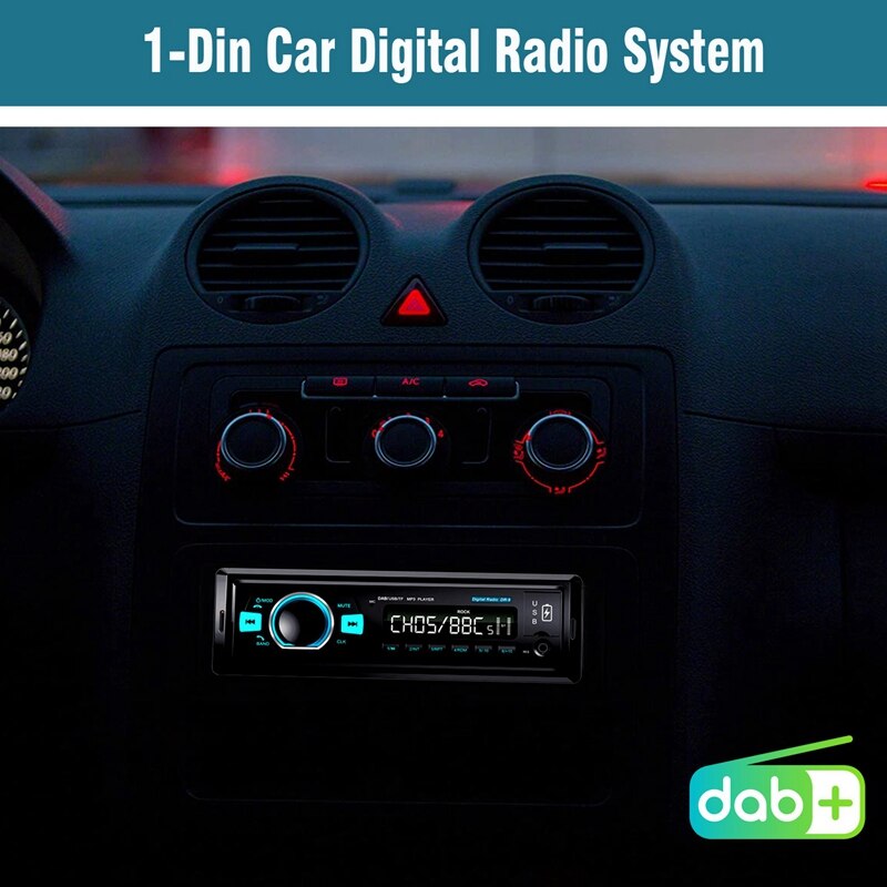 1 Din Car Stereo Radio Dab/Dab+/Fm Receiver Car Digital Radio Bt4.2 U-Disk Tf Crad Mp3 Player Dual Usb Port Dab Radio