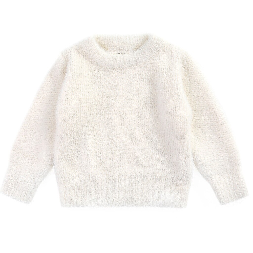 Enfant en bas âge pull enfants bébé garçons fille décontracté solide hiver à manches longues pull haut col en o Polyester enfants vêtements: WH / 36-42Month