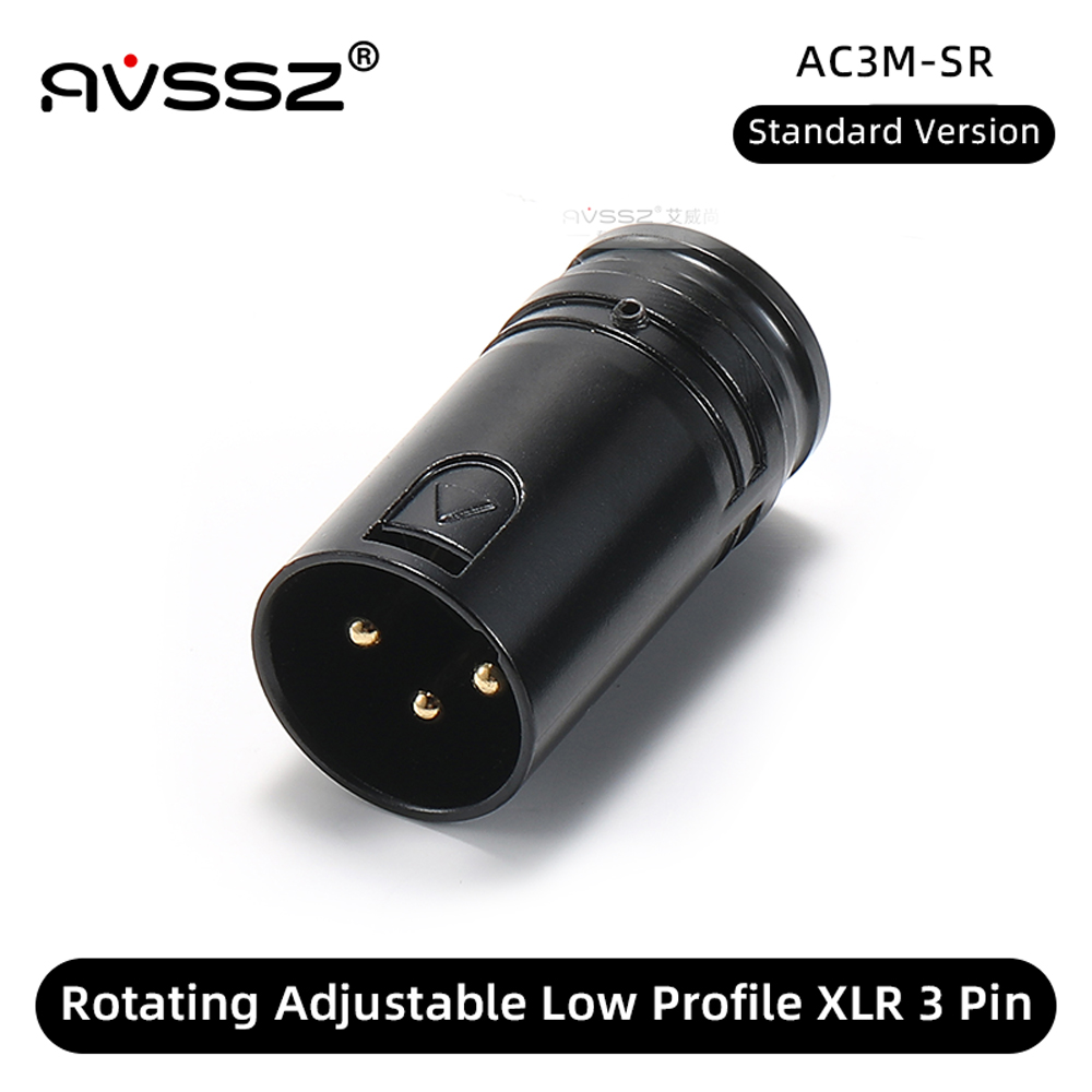 AVSSZ Low profile 3 Pin XLR Cable Connector 90° 360 Rotateable XLR Plug with Wrench, for Microphone Audio Mixer Headphone Amp: Blue