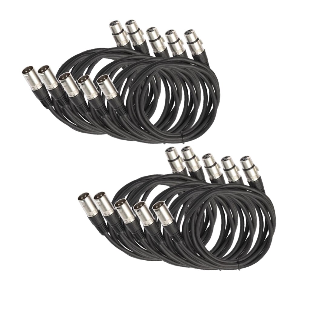 10x Black XLR Microphone Cable,6 FT XLR Male to Female Balanced 3-Pin Mic Cables