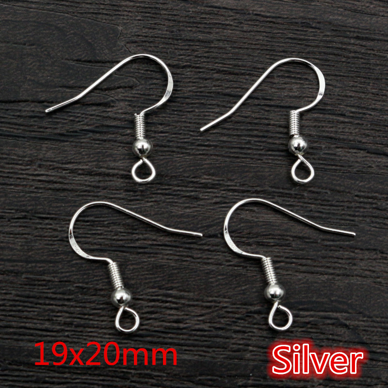 50 Uds. De 2 estilos, 925 de plata esterlina, pendientes de oro de rodio, ganchos, accesorios para hacer joyas: Multicolor