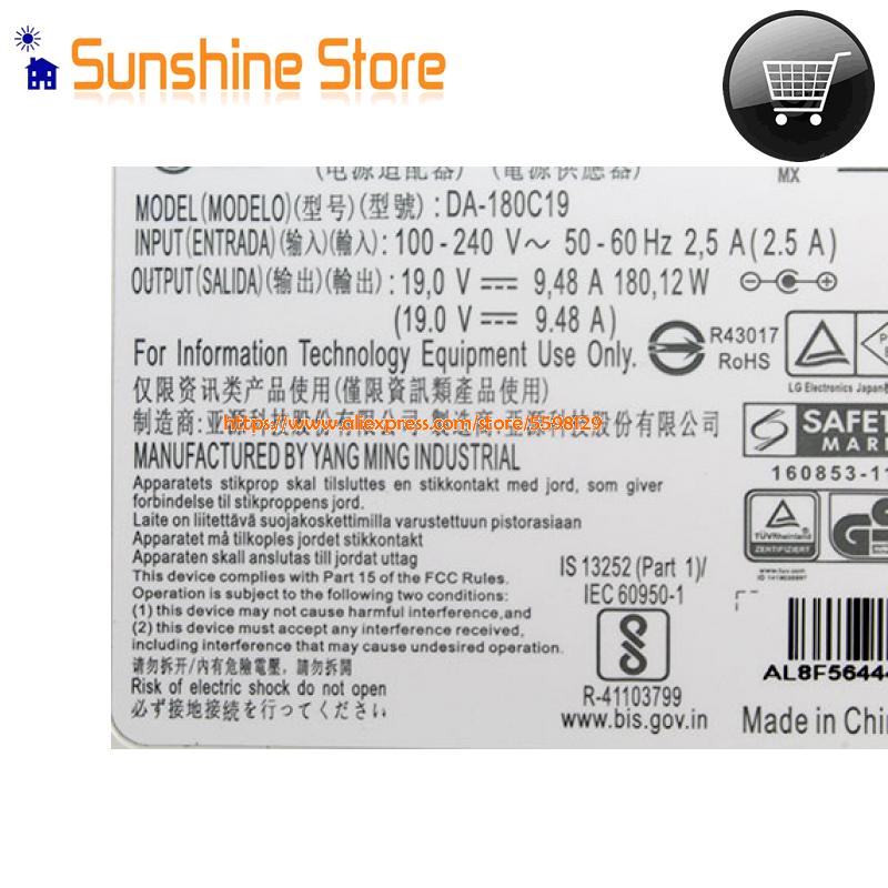 Genuine Para LG 34UC99-W Curvo LED Monitor DA-180C19 19V Adaptador 9.48A EAY64449302 32UD99 38UC99-W 32UD99-W 38UC99W 34UC99W
