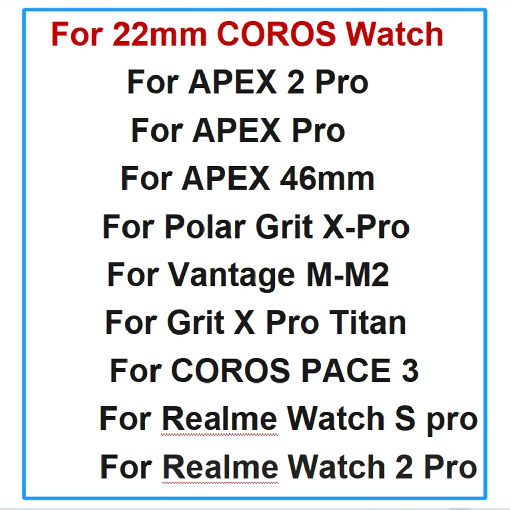 Tofarvet silikone 22mm urrem, åndbar rem til coros pace 3/ apex 46mm urrem til coros apex 2 pro armbånd, armbånd