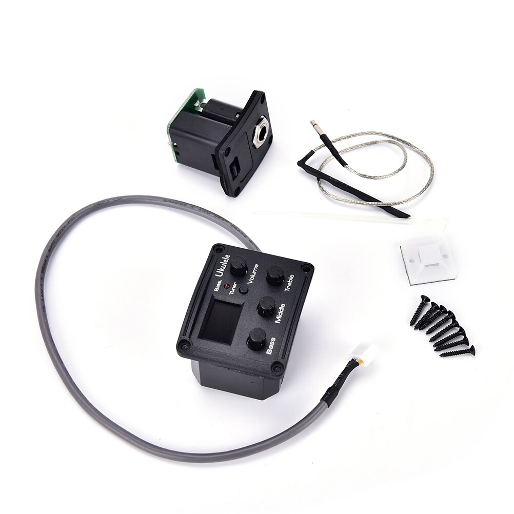 Ukelele ukelele uke piezo pickup voorversterker 3-- bands eq equalizer tuner systeem met lcd-scherm
