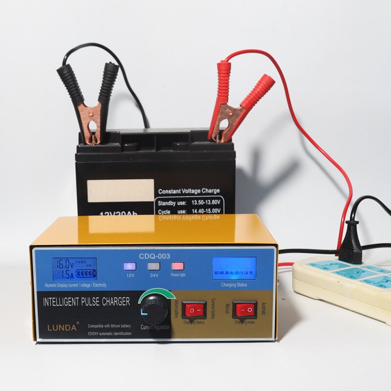 12V/24V 20A/15A 400W 6AH-400AH Smart Pulse Repair Battery Charger and Maintainer Lithium/Lead-Acid Battery for Car Motorcycle