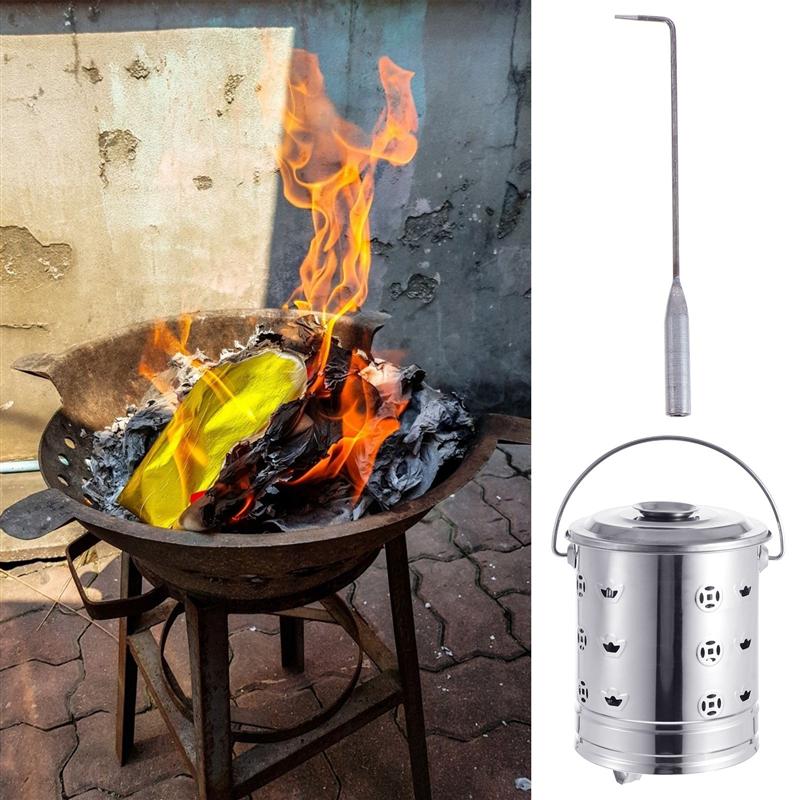 1 Set Stainless Steel Burn Barrel Household Incinerator Furnace Burning Bin