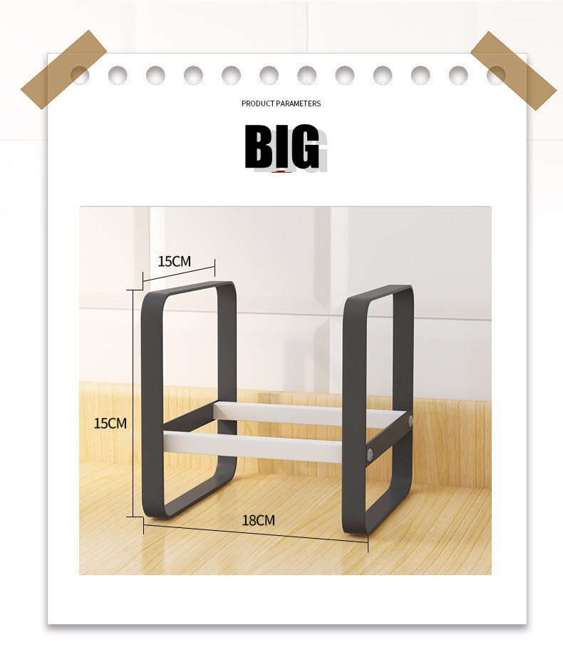 Kitchen Storage Rack Pot Lid Rack Cooking Plate Soup Spoon Rack Pot Lid Dish Rack Kitchen Accessories Metal Shelf Organizer: black