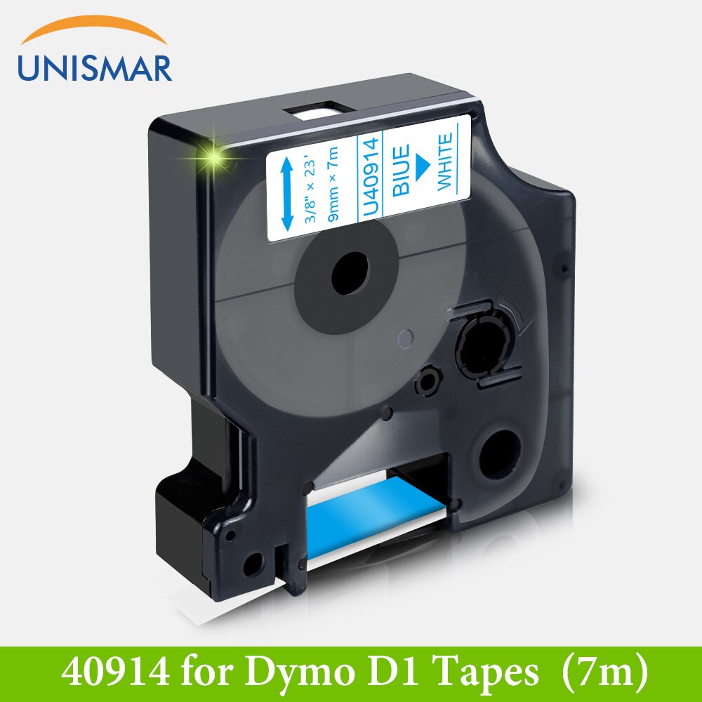 Unismar 9mm Label Tapes for Dymo D1 40913 40910 40917 40918 Label Manager 120P 210D 360D Label Writer 400 Label Maker 15 Color: Blue on White