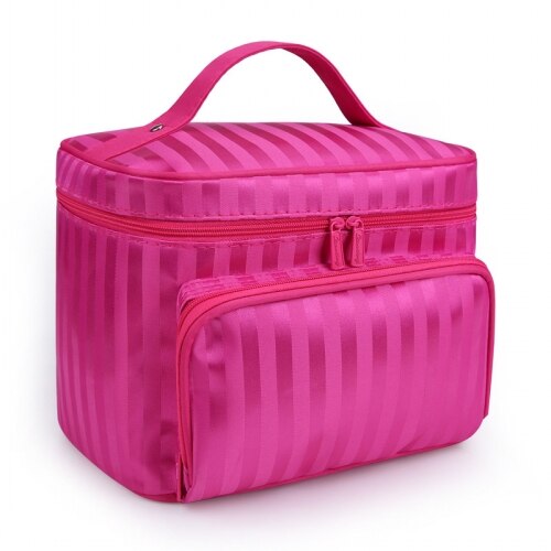 diamond lattice big cosmetic bag ladies waterproof bath products washing necessities travel agency cosmetic: Striped rose red