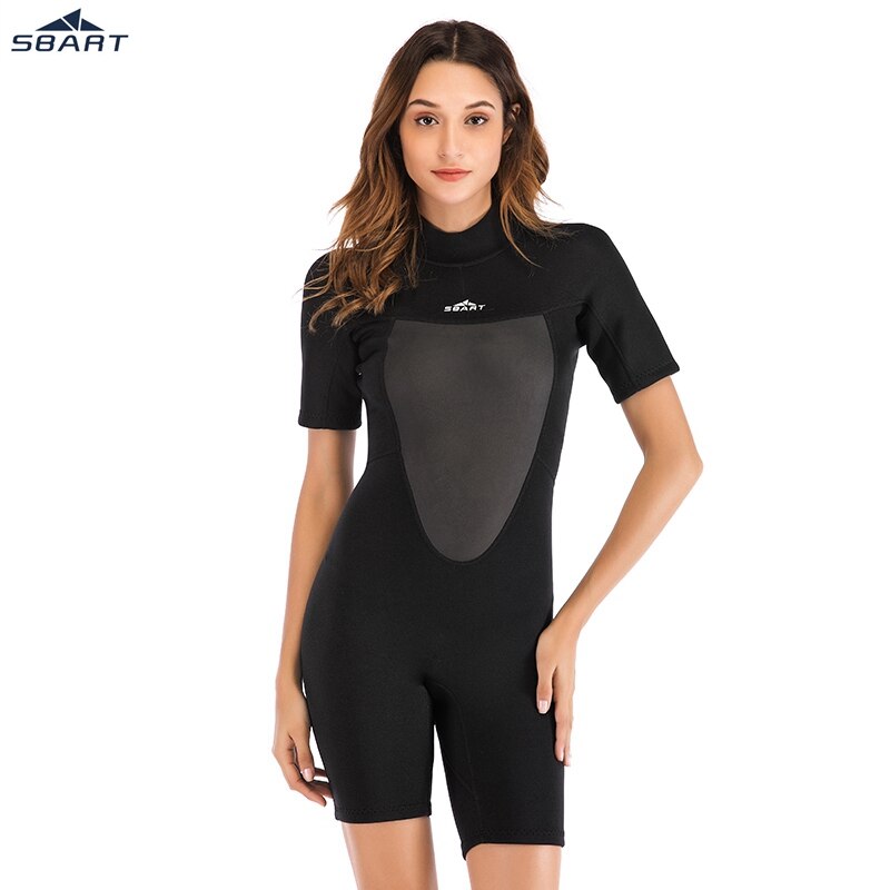 Sbart 2mm dames neopreen wetsuit elastisch kleur surf duikpak kleding korte mouwen eendelig getailleerde warme surfuitrusting